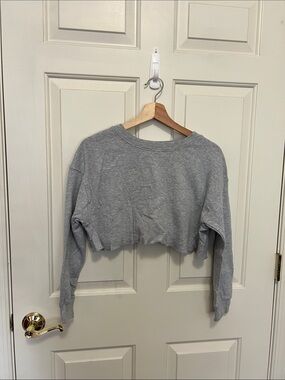 Zara Gray Cropped Long-Sleeve Sweatshirt